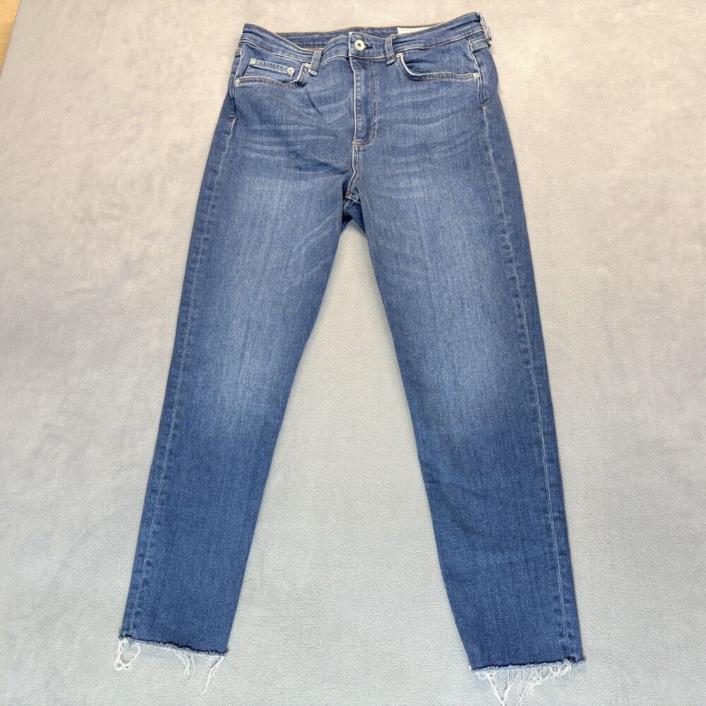 rag & bone Jeans Womens Size 31 Nina High Rise Ankle Skinny Blue Raw Hem Stretch - Picture 2 of 12